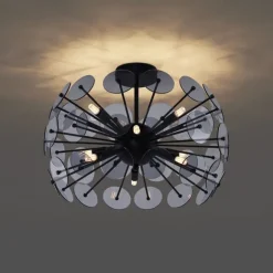 QAZQA Art-Deco-Deckenleuchte Schwarz mit Rauchglas - Atomic