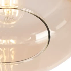 QAZQA Art-Deco-Deckenleuchte schwarz mit bernsteinfarbenem Glas – Bizle