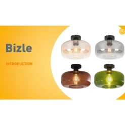 QAZQA Art-Deco-Deckenleuchte schwarz mit bernsteinfarbenem Glas – Bizle