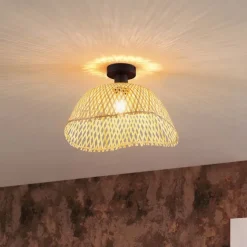 QAZQA Art-Deco-Deckenleuchte Schwarz mit Naturbambus 40cm - Alka