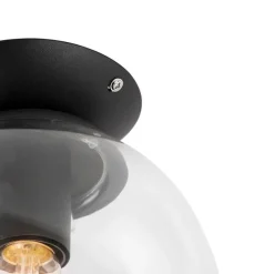 QAZQA Art-Deco-Deckenleuchte Schwarz mit Klarglas - Pallon