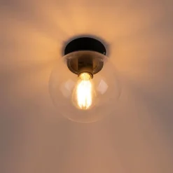 QAZQA Art-Deco-Deckenleuchte Schwarz mit Klarglas - Pallon