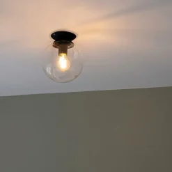 QAZQA Art-Deco-Deckenleuchte Schwarz mit Klarglas - Pallon