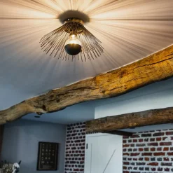 QAZQA Art-Deco-Deckenleuchte schwarz mit Lichteffekt - Broom