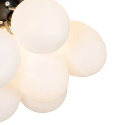 QAZQA Art-Deco-Deckenleuchte schwarz mit Opalglas 3-flammig – Uvas