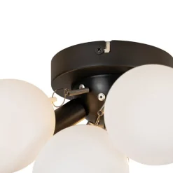 QAZQA Art-Deco-Deckenleuchte schwarz mit Opalglas 3-flammig – Uvas