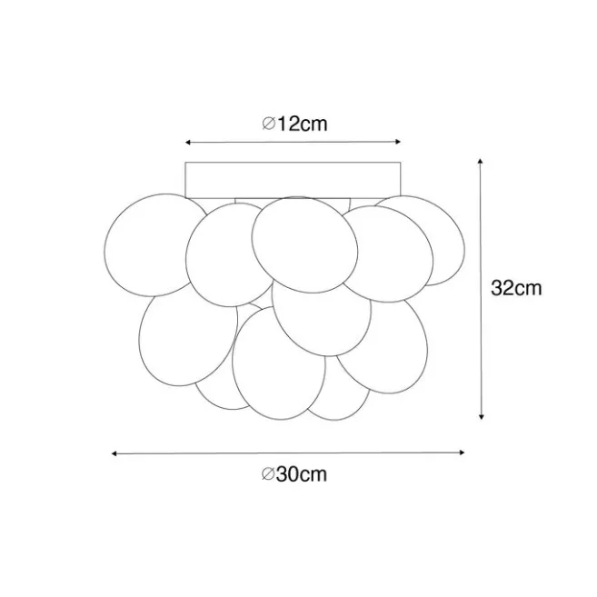QAZQA Art-Deco-Deckenleuchte schwarz mit Opalglas 3-flammig – Uvas