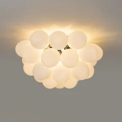 QAZQA Art-Deco-Deckenleuchte schwarz mit Opalglas 6-flammig - Uvas