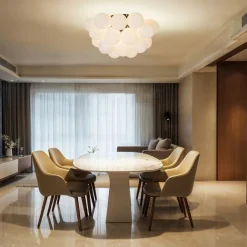 QAZQA Art-Deco-Deckenleuchte schwarz mit Opalglas 6-flammig - Uvas