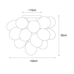 QAZQA Art-Deco-Deckenleuchte schwarz mit Opalglas 6-flammig - Uvas