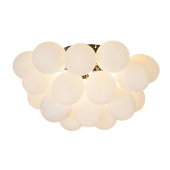 QAZQA Art-Deco-Deckenleuchte schwarz mit Opalglas 6-flammig - Uvas