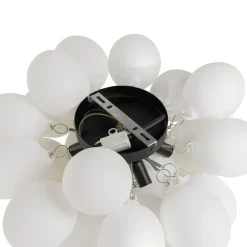 QAZQA Art-Deco-Deckenleuchte schwarz mit Opalglas 6-flammig - Uvas