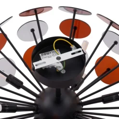 QAZQA Art-Deco-Deckenleuchte Schwarz mit Bernstein und Rauchglas - Atomic