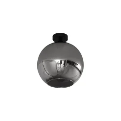 QAZQA Art-Deco-Deckenleuchte schwarz mit Rauchglas - Sandra