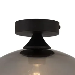 QAZQA Art-Deco-Deckenleuchte schwarz mit Rauchglas - Sandra