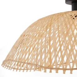 QAZQA Art-Deco-Deckenleuchte Schwarz mit Naturbambus 60cm - Alka