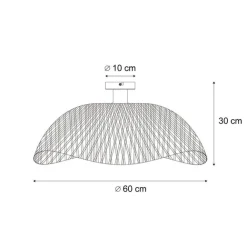 QAZQA Art-Deco-Deckenleuchte Schwarz mit Naturbambus 60cm - Alka