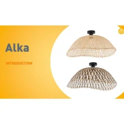 QAZQA Art-Deco-Deckenleuchte Schwarz mit Naturbambus 60cm - Alka