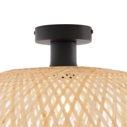 QAZQA Art-Deco-Deckenleuchte Schwarz mit Naturbambus 60cm - Alka