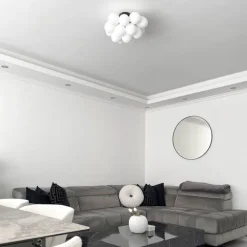 QAZQA Art-Deco-Deckenleuchte schwarz mit Opalglas 4-flammig – Uvas