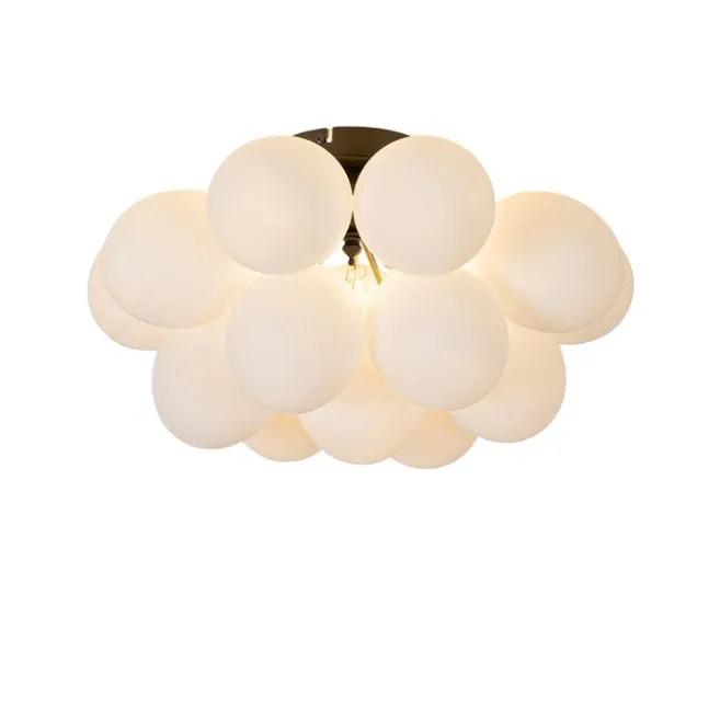 QAZQA Art-Deco-Deckenleuchte schwarz mit Opalglas 4-flammig – Uvas