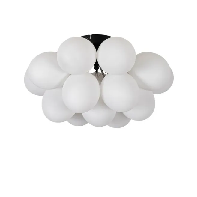 QAZQA Art-Deco-Deckenleuchte schwarz mit Opalglas 4-flammig – Uvas