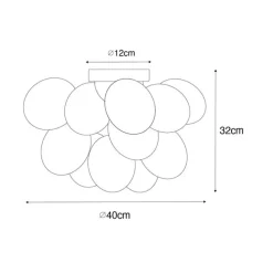 QAZQA Art-Deco-Deckenleuchte schwarz mit Opalglas 4-flammig – Uvas