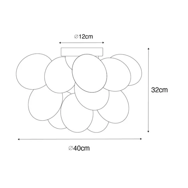 QAZQA Art-Deco-Deckenleuchte schwarz mit Opalglas 4-flammig – Uvas