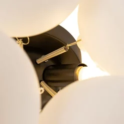 QAZQA Art-Deco-Deckenleuchte schwarz mit Opalglas 4-flammig – Uvas