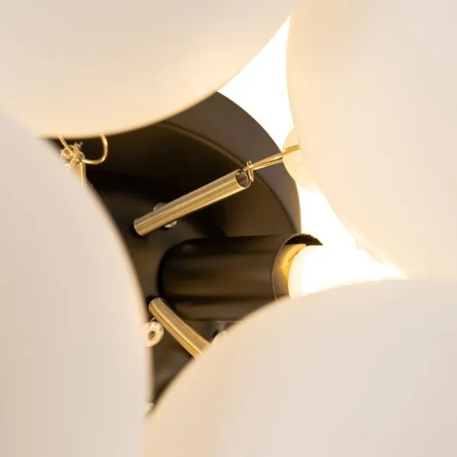 QAZQA Art-Deco-Deckenleuchte schwarz mit Opalglas 4-flammig – Uvas