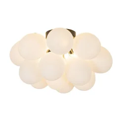 QAZQA Art-Deco-Deckenleuchte schwarz mit Opalglas 4-flammig – Uvas