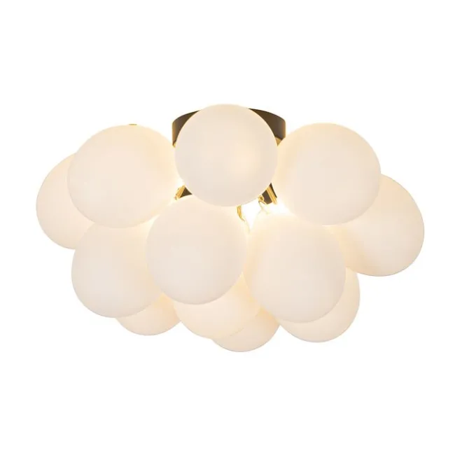 QAZQA Art-Deco-Deckenleuchte schwarz mit Opalglas 4-flammig – Uvas