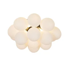 QAZQA Art-Deco-Deckenleuchte schwarz mit Opalglas 4-flammig – Uvas