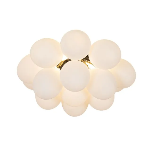 QAZQA Art-Deco-Deckenleuchte schwarz mit Opalglas 4-flammig – Uvas