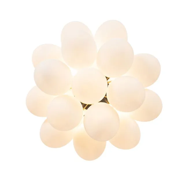 QAZQA Art-Deco-Deckenleuchte schwarz mit Opalglas 4-flammig – Uvas