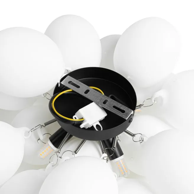 QAZQA Art-Deco-Deckenleuchte schwarz mit Opalglas 4-flammig – Uvas