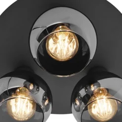 QAZQA Art-Deco-Deckenleuchte schwarz mit Rauchglas 3-flammig - Vidro