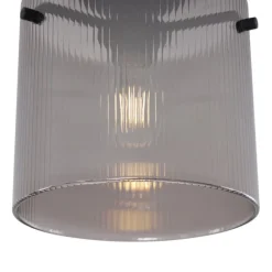 QAZQA Art-Deco-Deckenleuchte schwarz mit Rauchglas - Laura