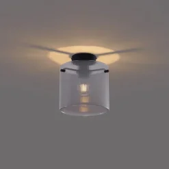 QAZQA Art-Deco-Deckenleuchte schwarz mit Rauchglas - Laura