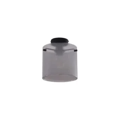 QAZQA Art-Deco-Deckenleuchte schwarz mit Rauchglas - Laura