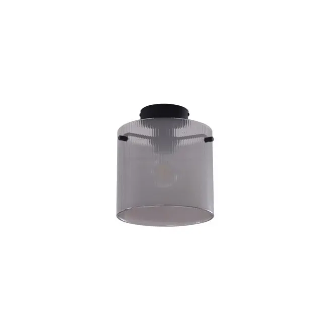 QAZQA Art-Deco-Deckenleuchte schwarz mit Rauchglas - Laura