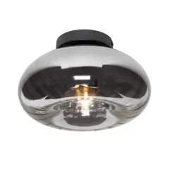 QAZQA Art-Deco-Deckenleuchte schwarz mit Rauchglas - Ayesha