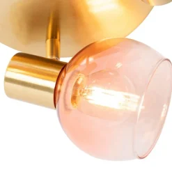 QAZQA Art-Deco-Deckenstrahler Gold mit rosa Glas 3-flammig - Vidro