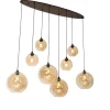 QAZQA Art-Deco-Hängelampe aus dunkler Bronze mit bernsteinfarbenem Glas, oval, 8-flammig – Sandra