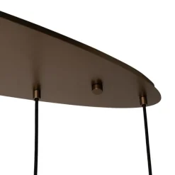 QAZQA Art-Deco-Hängelampe aus dunkler Bronze mit bernsteinfarbenem Glas, oval, 8-flammig – Sandra