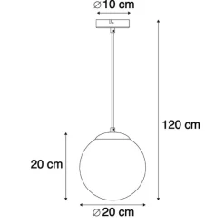 QAZQA Art-Deco-Hängelampe aus Messing mit ozeanblauem Glas 20 cm – Pallon