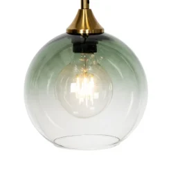 QAZQA Art-Deco-Hängelampe aus Messing mit blauem Glas, rund, 7-flammig – Sandra