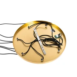 QAZQA Art-Deco-Hängelampe aus Messing mit blauem Glas, rund, 7-flammig – Sandra