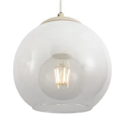 QAZQA Art-Deco-Hängelampe beige mit weißem Glas 8-flammig - Sandra