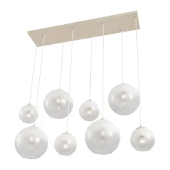 QAZQA Art-Deco-Hängelampe beige mit weißem Glas 8-flammig - Sandra